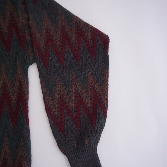 Vintage '80S Van Heusen Gray Maroon Chucky Biggie Cosby V-Neck Knit Sweater XLT - Picture 9 of 9